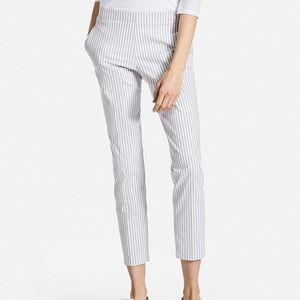 Uniqlo White and Black Pinstripe Cropped Pants, Elastic Waist